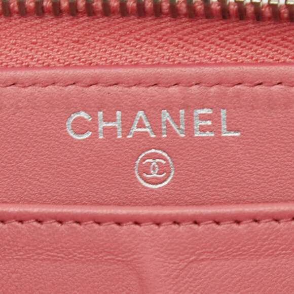 CHANEL Pink Lambskin Leather Logo Wallet - Picture 7 of 10